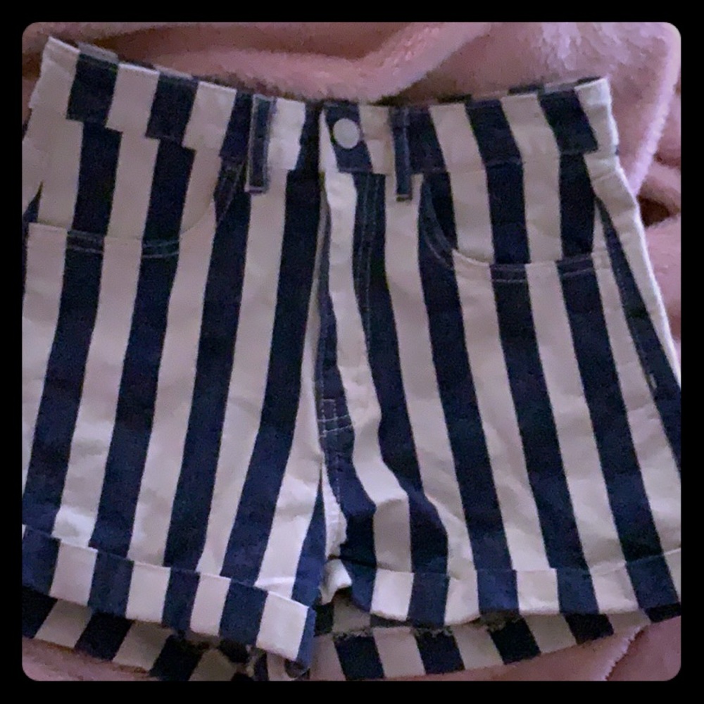 Striped high waisted shorts